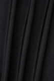 Ropa de abrigo casual botones de patchwork liso cuello en V negro