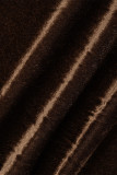 Серый Повседневный Однотонный Лоскутный комплект из двух предметов с длинным рукавом