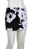 Black White Sexy Casual Print Basic Skinny High Waist Conventional Full Print Skirts