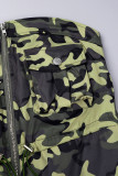 Armée vert rue Camouflage imprimé Patchwork cordon de serrage poche fermeture éclair sans bretelles combinaisons régulières