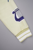 Weiße, lässige Cardigan-Oberbekleidung mit Buchstaben-Patchwork