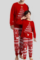 Красная повседневная одежда для сна с принтом «Рождественская елка» в стиле пэчворк на Рождество