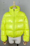 Yellow Sexy Solid Patchwork Zipper O Neck Outerwear
