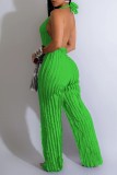 Rosa Sexig Casual Solid Backless Halter Skinny Jumpsuits