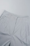 Белые повседневные однотонные лоскутные узкие обычные однотонные брюки с высокой талией