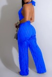 Blauwe sexy casual effen rugloze skinny skinny jumpsuits