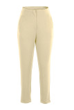 Pantaloni skinny casual a tinta unita a vita alta con patchwork solido casual color albicocca