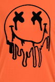 Orange Street Print Patchwork O-hals T-shirts