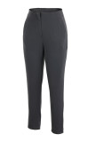Pantaloni tinta unita convenzionali skinny a vita alta patchwork casual grigio scuro