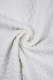 Creme branco casual sólido patchwork gola com zíper vestidos de manga comprida