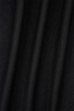 ブラック セクシー ソリッド パッチワーク アップリケ パール ジッパー スパゲッティ ストラップ トレーリング ドレス