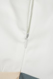 Weiße sexy Straße karierte Bandage Patchwork rückenfreie hohe Öffnung eine Schulter bedruckte Kleid Kleider