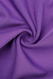 Pantaloni skinny convenzionali a vita alta in tinta unita patchwork casual viola