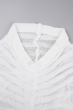 Robes blanches décontractées à manches longues en patchwork à col rond