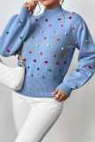 White Casual Solid Patchwork Half A Turtleneck Tops