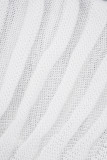 Robes blanches décontractées à manches longues en patchwork à col rond