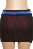 Pantaloni con stampa di posizionamento regolare a vita bassa patchwork blu con stampa Street