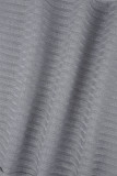 Серый Длинный рукав Повседневная однотонный Пэчворк V-образный вырез Из двух частей