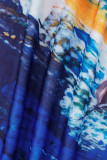 Blaues, lässiges, nicht positionierendes, bedrucktes Batik-Westenkleid mit U-Ausschnitt und Kleider in Übergröße