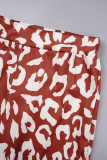 Röd Vit Street Print Tie Dye Patchwork O-hals långärmad två delar (inget bälte)