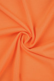 Оранжевый повседневный однотонный рваный бандажный костюм в стиле пэчворк с V-образным вырезом, платья, платья