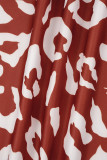 Vermelho branco rua estampa tie dye patchwork gola redonda manga comprida duas peças (sem cinto)