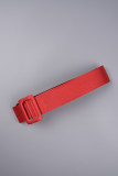 Patchwork solide élégant rouge avec ceinture robes droites