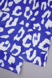 Bleu blanc imprimé rue Tie Dye Patchwork col rond manches longues deux pièces (sans ceinture)