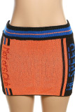 Pantalones con estampado de calle y estampado de patchwork regular de cintura baja con estampado de posicionamiento naranja