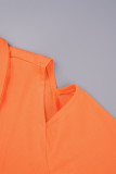 Orange Casual Solid Ripped Bandage Patchwork V Neck Suit Klänning Klänningar