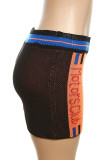 Calças estampadas de posicionamento de cintura baixa regular em retalhos azuis com estampa de rua azul