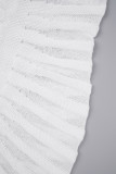 Blanco Casual Sólido Patchwork O Cuello Vestidos de manga larga