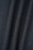 Коричневый Повседневный Однотонный Лоскутный Карман на шнуровке О-образный вырез С длинным рукавом Две части