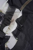ブラック セクシー カジュアル プリント バックレス ストラップレス ラップ スカート ドレス