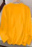 Camisetas casuais amarelas patchwork com gola O
