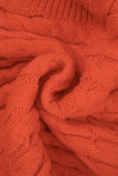Мандариновый Red Street Однотонный с кисточками Пэчворк О-образный вырез С длинными рукавами Два предмета