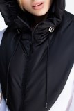 Prendas de abrigo de cuello con capucha y cremallera de patchwork sólido casual negro