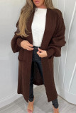 Caramel Colour Casual Solid Cardigan Outerwear