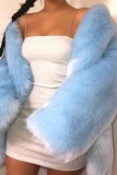 Casaco de cardigã liso casual azul