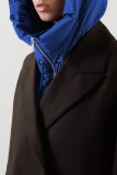 Vêtement d'extérieur décontracté solide patchwork fermeture éclair col à capuche bleu