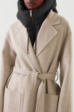 Cream White Casual Solid Patchwork Zipper Hooded Collar Outerwear