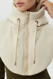 Black Casual Solid Patchwork Zipper Hooded Collar Outerwear