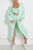 Sky Blue Casual Solid Cardigan Outerwear