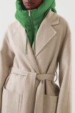Green Casual Solid Patchwork Zipper Hooded Collar Outerwear
