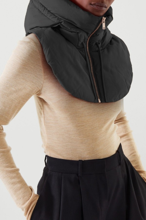 Vêtement d'extérieur à col à capuche avec fermeture à glissière solide décontracté noir