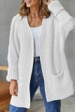 Grey Casual Solid Patchwork Cardigan Outerwear