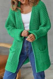 Grüne, lässige, solide Patchwork-Cardigan-Oberbekleidung