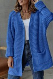 Grey Casual Solid Patchwork Cardigan Outerwear