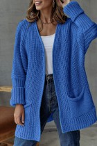 Blauwe casual effen patchwork vest bovenkleding