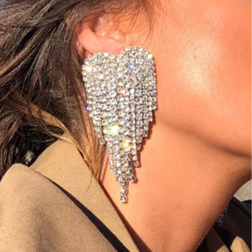 Silver Sexy Street Rhinestone Tassel Earrings